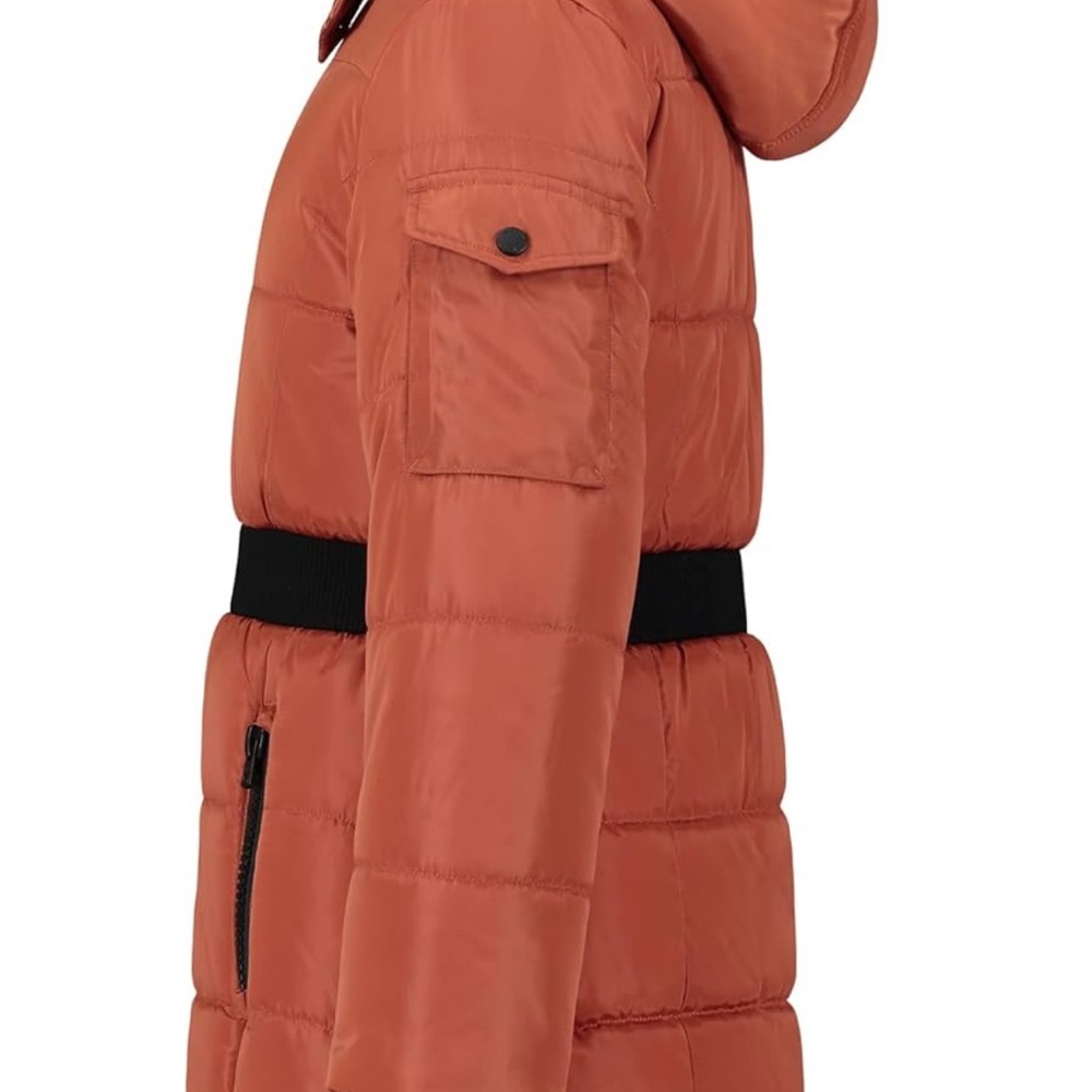 NWT Hudson Puffer Coat Faux Fur Trim in Baked Clay fleece lined. Fits women XS - Picture 2 of 16